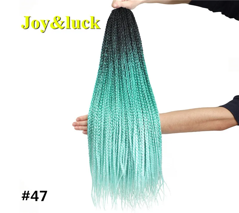 47 Joy&luck, 24 дюйма, цветная коробка, косички, синтетические плетеные волосы для женщин, вязанные волосы для наращивания, 22 корня - Цвет: 47