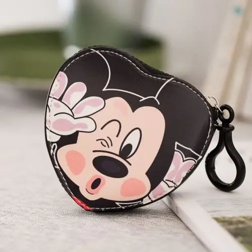 black mickey Япония мультфильм Сан-х Дональд Мелодия любовь сердце форма ПУ, кожаная Монета Кошельки с брелоком сумки детские подарки - Цвет: black mickey