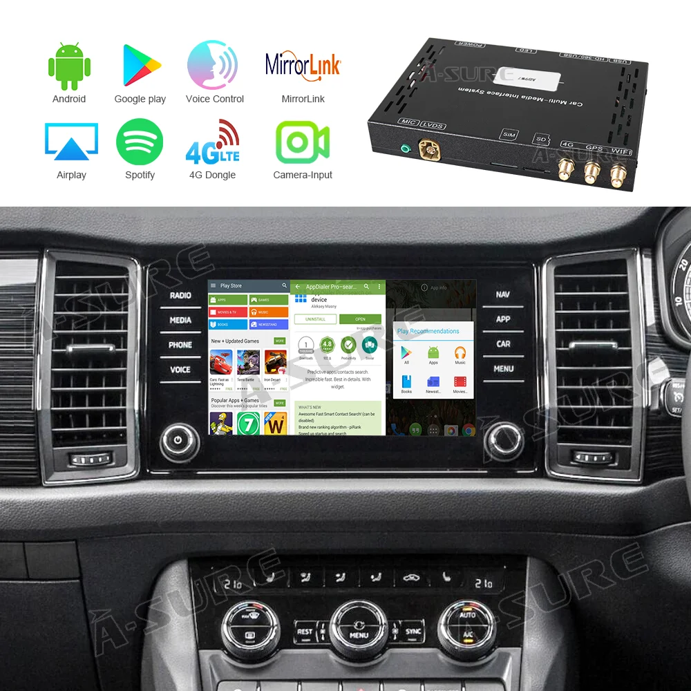 Автомобильный мультимедийный плеер A Sure Android 9 4K умная коробка декодирования GPS 4G