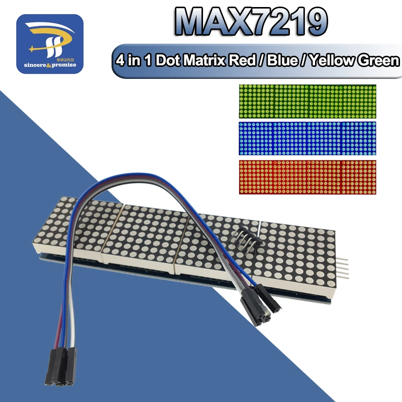 Red/Blue/Green MAX7219 Microcontroller 4 In 1 Display LED Dot Matrix Module
