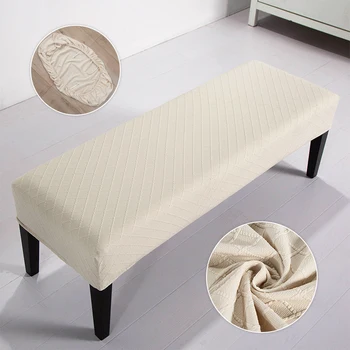 Meijuner 자카드 피아노 의자 커버, 탄성 올 인클루시브 긴 벤치 커버, 직사각형 단색 스툴 커버, 다이닝 룸