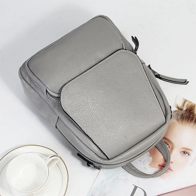 Женский рюкзак из мягкой натуральной кожи модный весенний повседневный воловьей