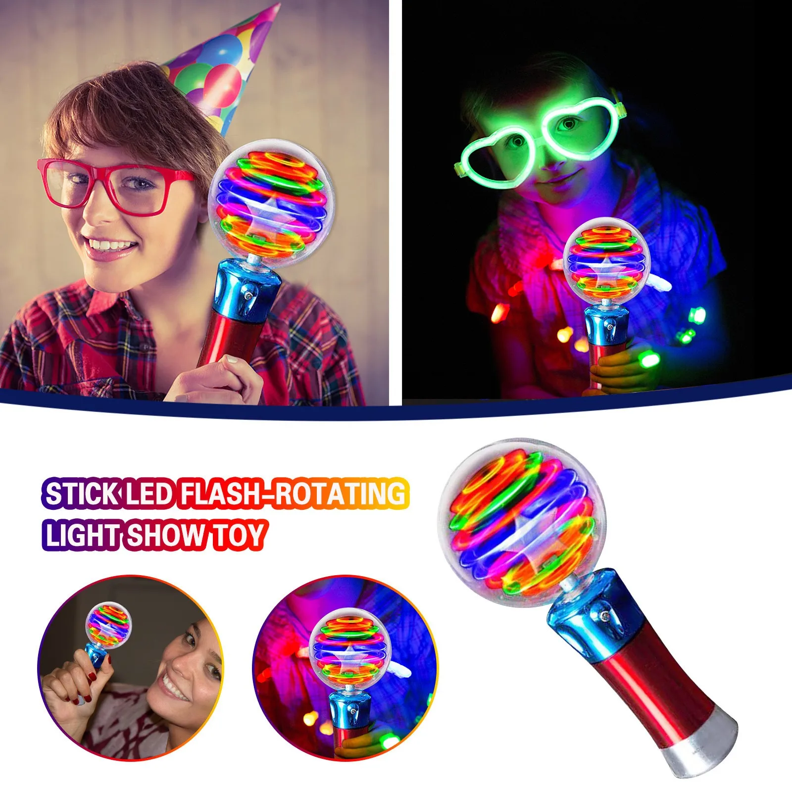 

Children'S Luminous Magic Ball Toy Stick Led Flash Rotating Light Show Toy Parent-Child Interactive Toy Party Show New