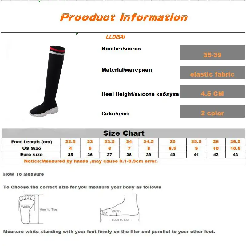 Slip on Sneakers Women Socks Boots Round Toe Over The Knee Boots Women Botas Mujer Rubber Flat Platform Women High Boots