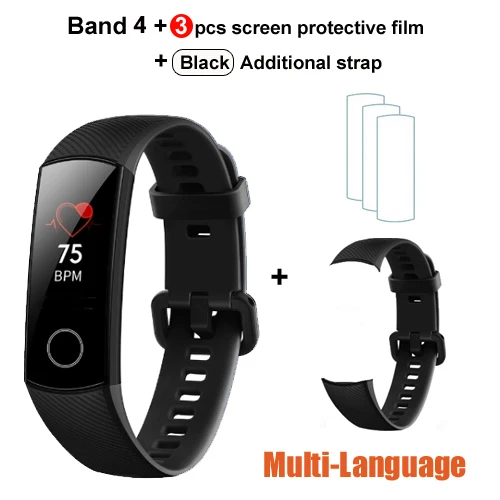 band4 blk n 3f n hbs Huawei Honor Band 4/4, умный Браслет для бега, 0,95 дюймов, умный OLED, для плавания, водонепроницаемый, Bluetooth, фитнес-трекер, сенсорный экран - Цвет: band4 blk n 3f n hbs