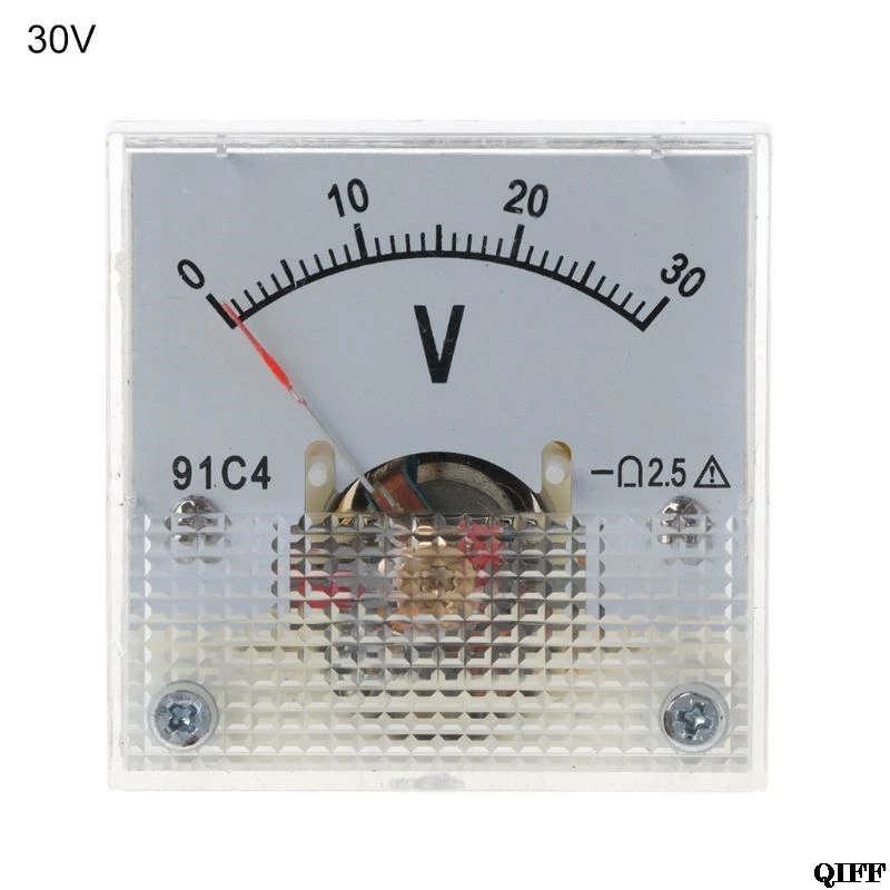 91C4 DC Вольтметр аналоговый Панель Напряжение цифровая высокая температура указатель Тип 3/5/10/15/20/30/50/100/150/250V - Цвет: 30V