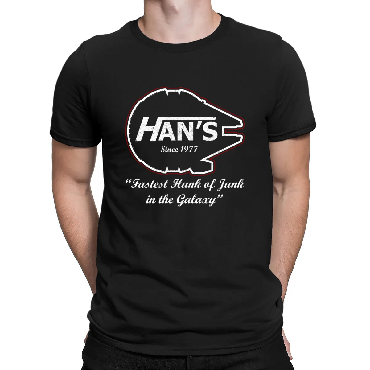 Han's shipping самый быстрый мусор в футболки с изображением галактики весна осень веб-сайт футболка с буквами для мужчин Графический круглый вырез