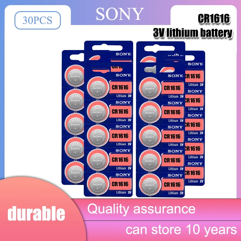 30PC For Sony Original CR1616 Button Cell Battery For Watch Car Remote