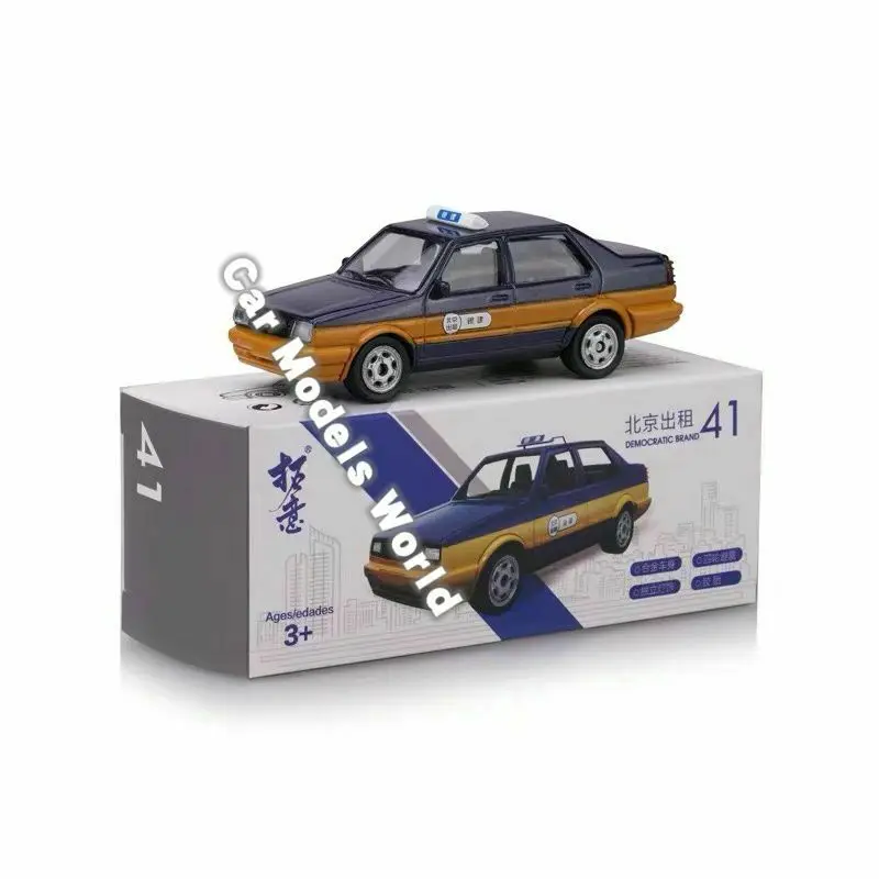 Игрушечная модель Jetta Beijing Taxi Cars 7-8 см(металл и пластмасса частей)(синий/желтый
