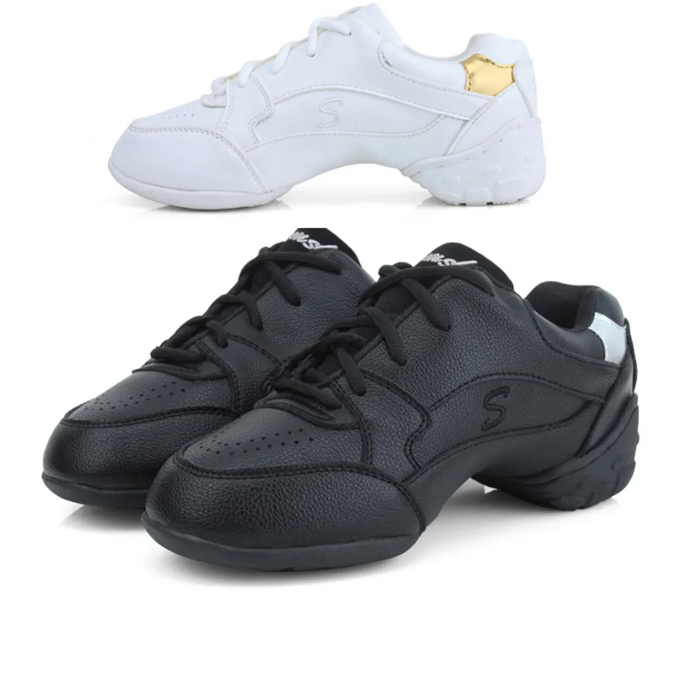 

Hot Sale White Black Leather Dance Shoes Sneakers For Woman Cowhide Sports Practice Shoes Modern Dance Jazz Shoes DS037