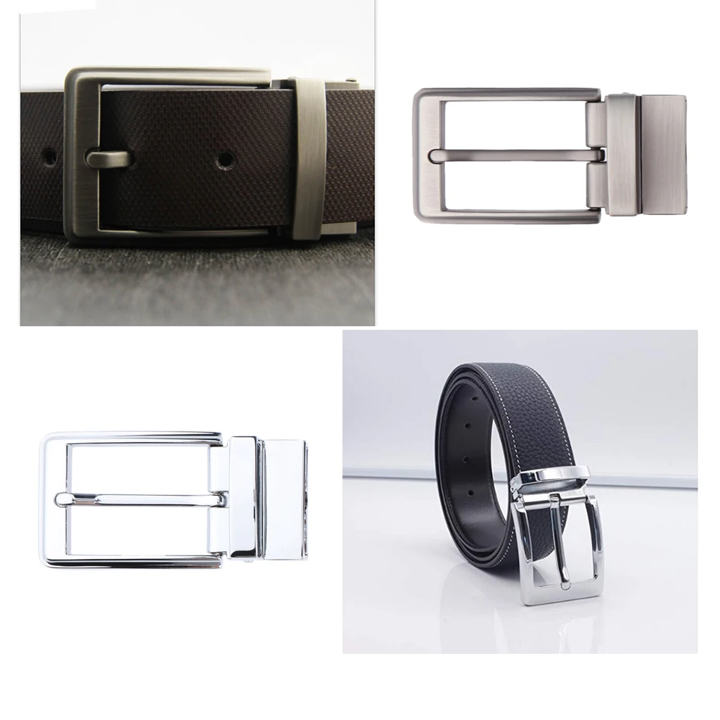 Reversible Alloy Belt Buckle Single Prong Rectangular Sewing Replacement Parts Craft Decoration for Men