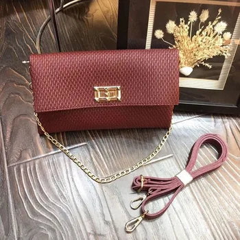 

Women's Bag 2019 New Simple Woven Envelope Bag Chain Bag Bar Folding Hand Bag Single Shoulder Slant Span Bag Handbag