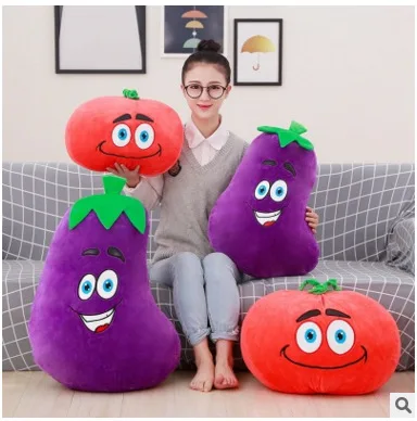 

Creative Simulated Vegetables Pillow Expression Tomato Eggplant Plush Pillow Toy Sofa Cushion Doll
