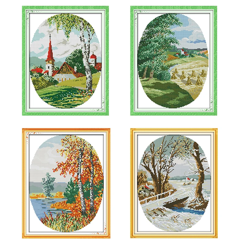 Четыре сезона в деревенском стиле DMC Вышивка крестом китайский Набор для вышивки