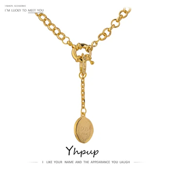 

Yhpup Fashion Coin Geometric Pendants Necklaces for Women Gold Round Minimalism Choker Necklace Charm Metal Jewelry Collares New