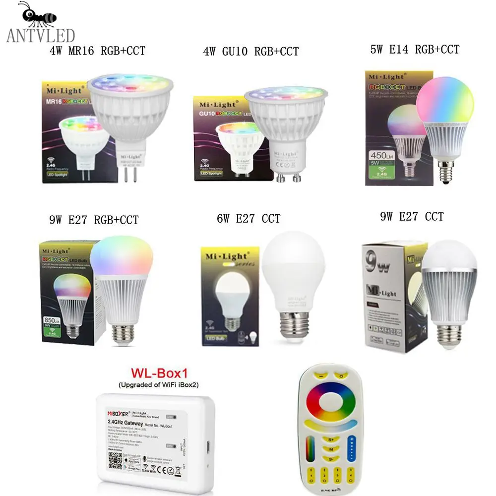

Mi светильник light MiBoxer 2,4G Светодиодная лампа, E27 GU10 MR16 E14 Светодиодная лампа, умная Беспроводная 4 Вт 5 Вт 6 Вт 9 Вт 12 Вт CCT/RGBW/RGBWW/RGB + CCT Светодиодная лампа