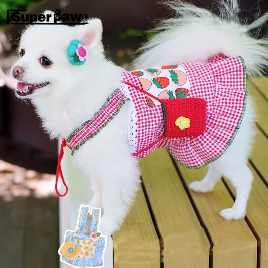 

Fashion Pet Dog Dress Summer Clothes with Bag For Small Medium Dogs Puppy Chihuahua Schnauzer Yorkie Pug Clothing Skirt FYC01