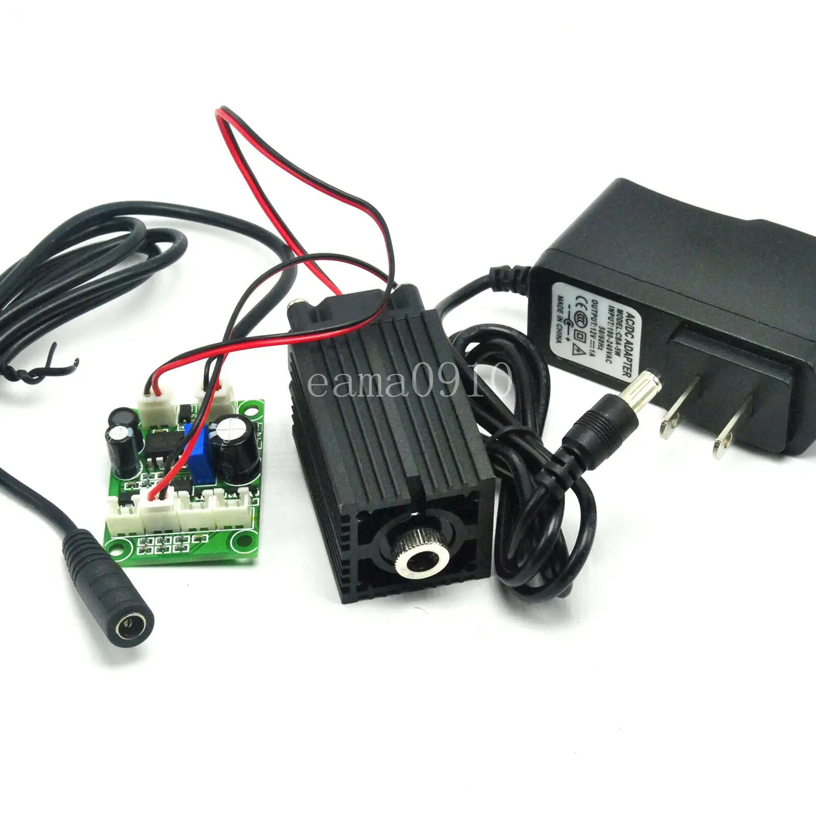 잔디 그린 도트 레이저 다이오드 모듈, 긴 작동, 12V 어댑터 포함, 90mW, 515nm, 520nm