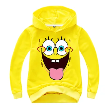 

Spring hoodie girls sweatshirt boys hoodie cute cartoon printing children's clothing 0388 SpongeBob face
