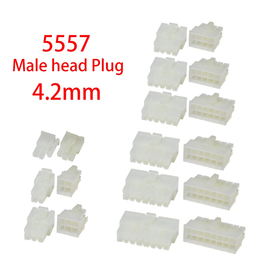 20pcs/lot NEW Original  5557 connector docking male plug 4.2mm pitch connector double row 2P 4P 6P 8P 10P 12P-24p