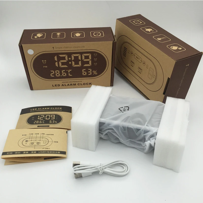 JULY'S SONG USB цифровые часы зеркальный светодиодный будильник электронные ночные огни Влажность термометр лампа Настольные часы Despertador