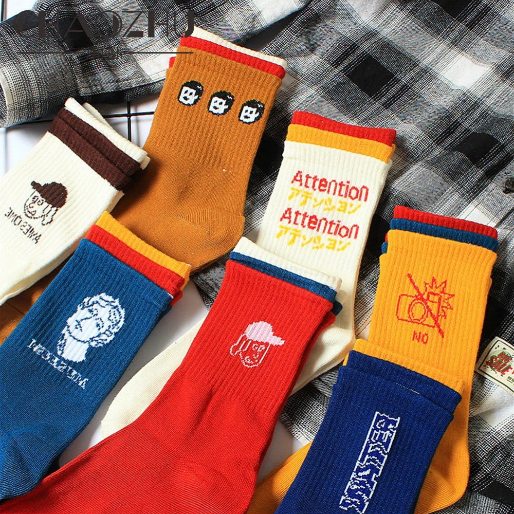 CHAOZHU Ins трендовые женские крутые гранж 90s Мода 3 цвета Топ японский Харадзюку скейтборд эстетические носки шикарный Забавный мультфильм