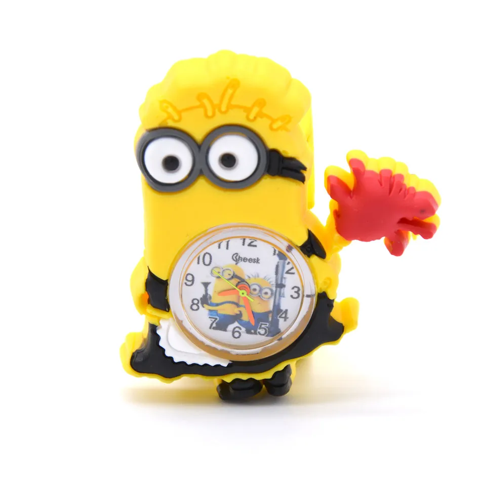 Minions Watches Детские наручные часы для девочек, детские часы, розовые силиконовые часы для девочек, игрушечный ремень, кварцевые часы - Цвет: Minions Watches