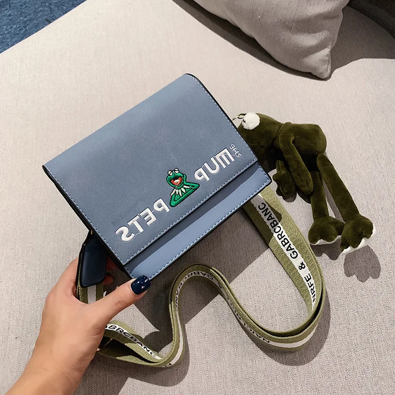 

Frog Doll Shoulder Bag Student Korean-style Versatile 2019 Popular Dull Polish Retro Square Sling Bag Cute Bag