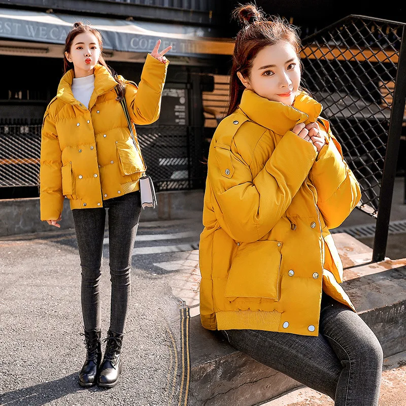 

Cotton-padded Clothes Double Breasted Winter down Jacket Cotton-padded Clothes Women's Short Thick Warm Versitile Fashion Stand