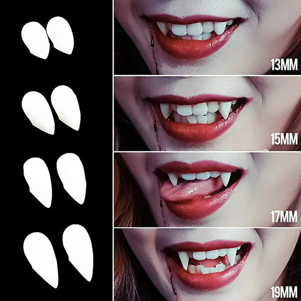 

2pcs Cosplay Halloween Dentures Zombie Vampire Teeth Ghost Devil Fangs Werewolf Teeth Box Packed Gift Prop Costume Party Kid Toy