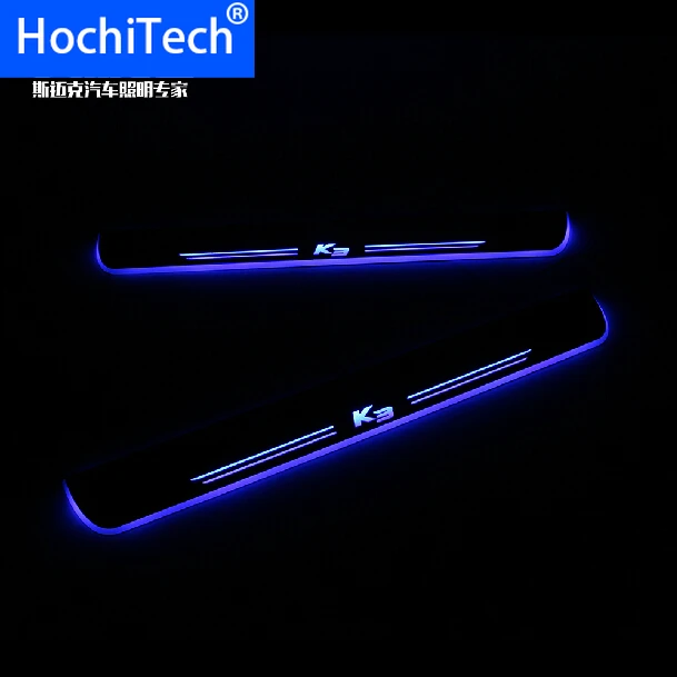 Новое поступление 2 шт. отличный автомобильный стиль Led движущиеся двери потертости, педаль автомобиля, Накладка на порог подсветка для ступеней для Kia K3 2012 2013