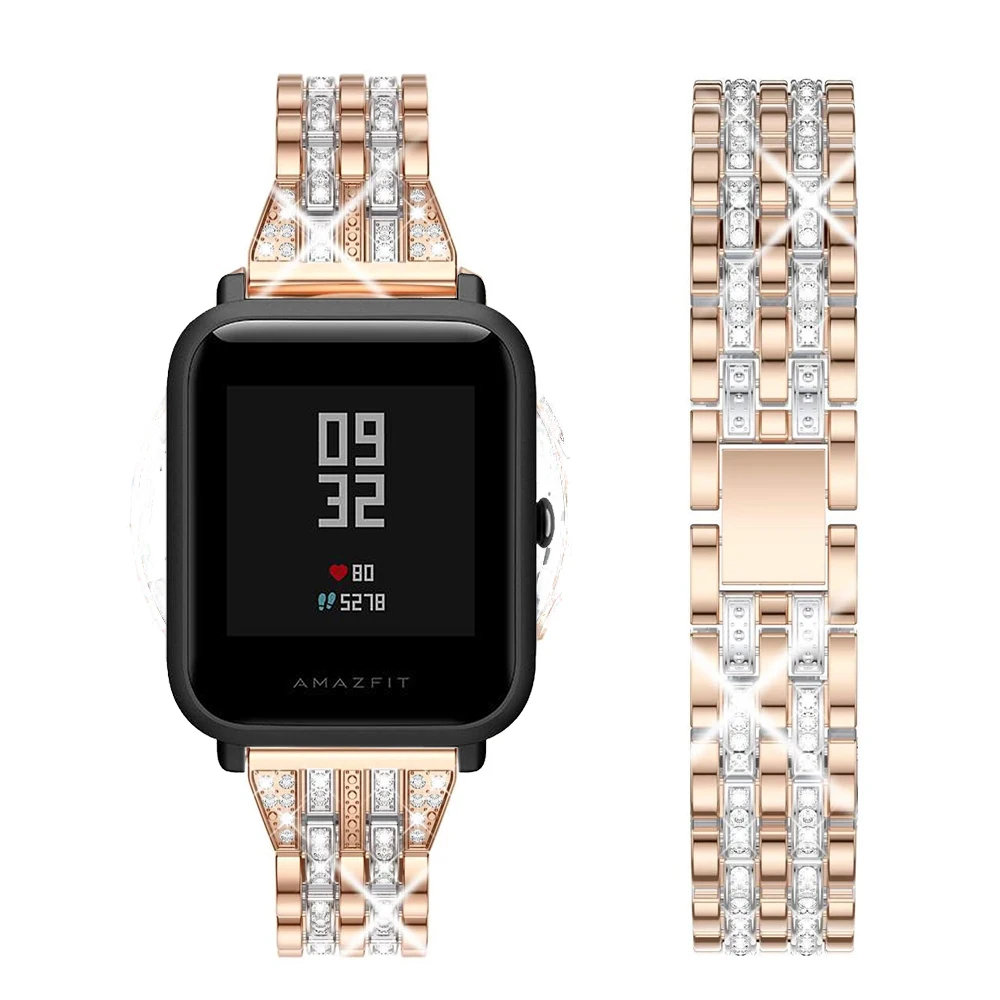 Алмазный браслет с металлическим кристаллом для Amazfit GTS женский ремешок Huami Bip /GTR 42