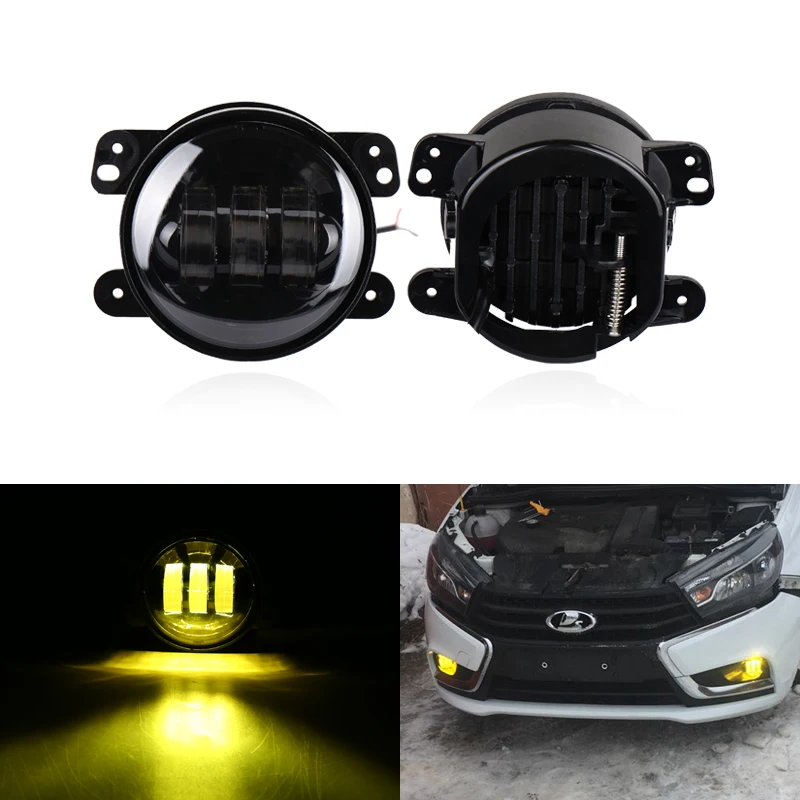 

2PCs 4Inch Round 30W Amber Bumper Led Fog Light For Jeep Wrangler 07-16 For Dodge For Chrysler PT Cruiser Auto Fog Lamps