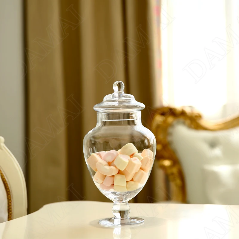 Bocal de rangement en verre avec couvercle, bocal Transparent pour bonbons,  organisateur de fruits secs, décoration de la maison, ornements modernes -  AliExpress
