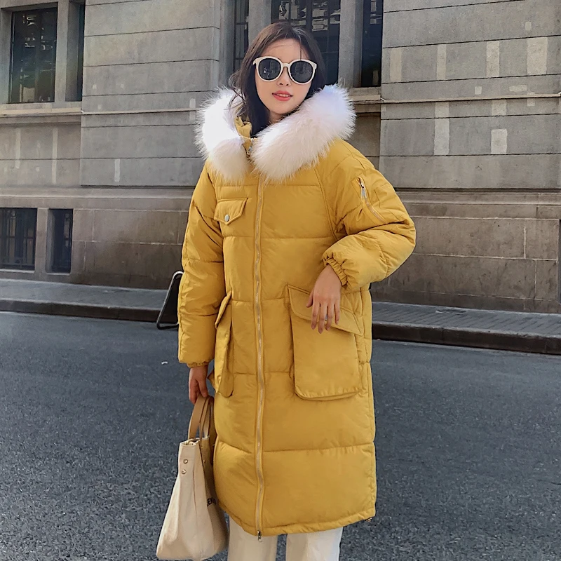 Зимняя женская меховая пуховая куртка с капюшоном парки хлопковой подкладкой