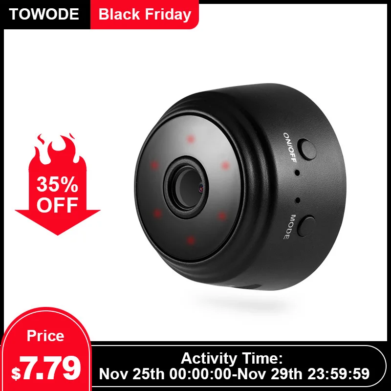 TOWODE HD 1080P WIFI IP-камера Домашняя безопасность Маленькая ИК-камера ночного видения