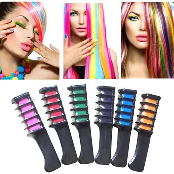 

6-color Box Hair Dye Chalk Disposable Hair Dye Comb Suit Washable Hair Dyeing Comb Orange Big Red Green Blue Nine Red Purple