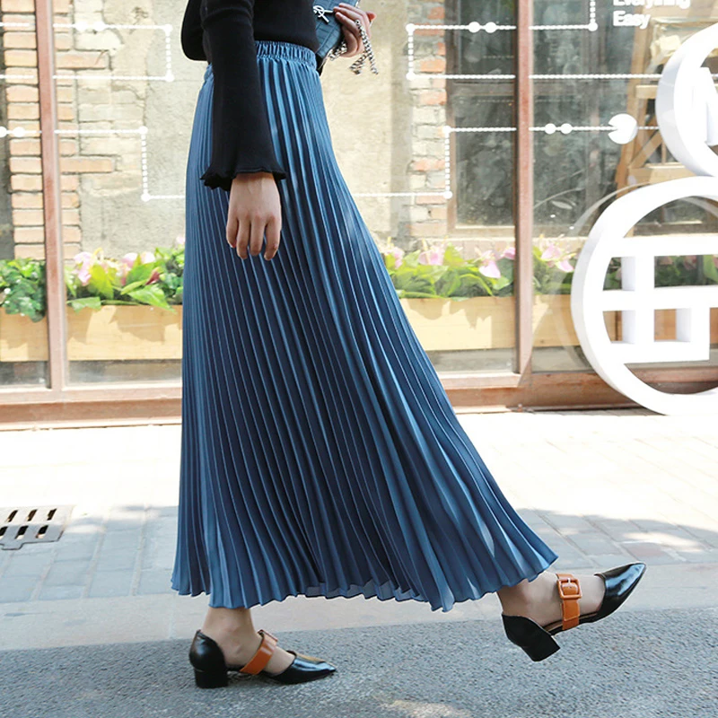 Плюс размер длинная Плиссированная Юбка Абая, для мусульман Высокая талия Макси юбка турецкие исламские юбки для женщин одежда Jupe Plissee Femme