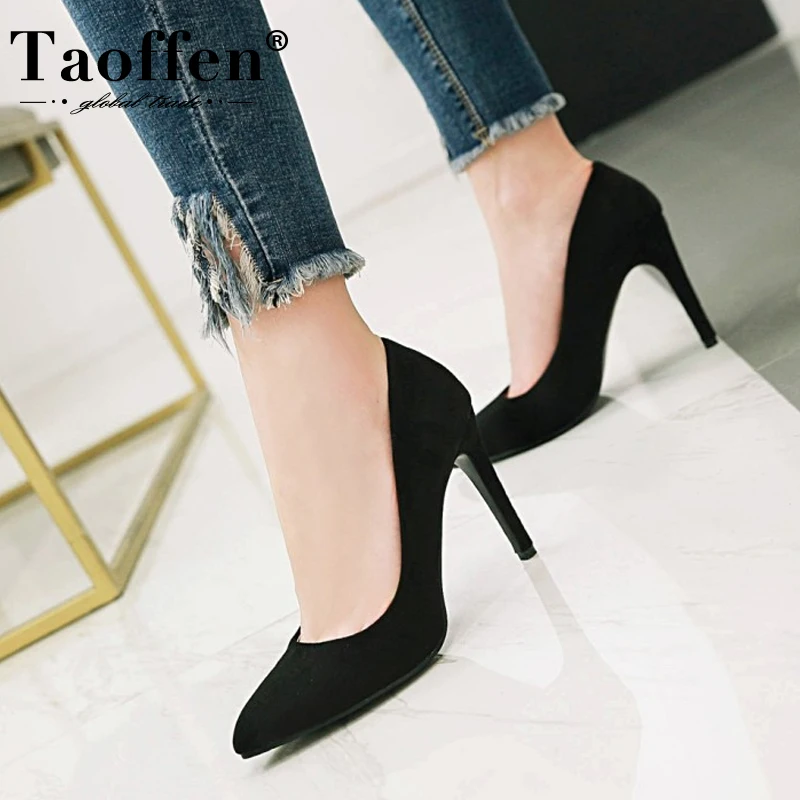

Taoffen 9 Color Ladies Pumps Spring Pointed Toe Party Slip On Wedding Shoes Woman High Heel Outdoor Pumps Footwear Size 34-43