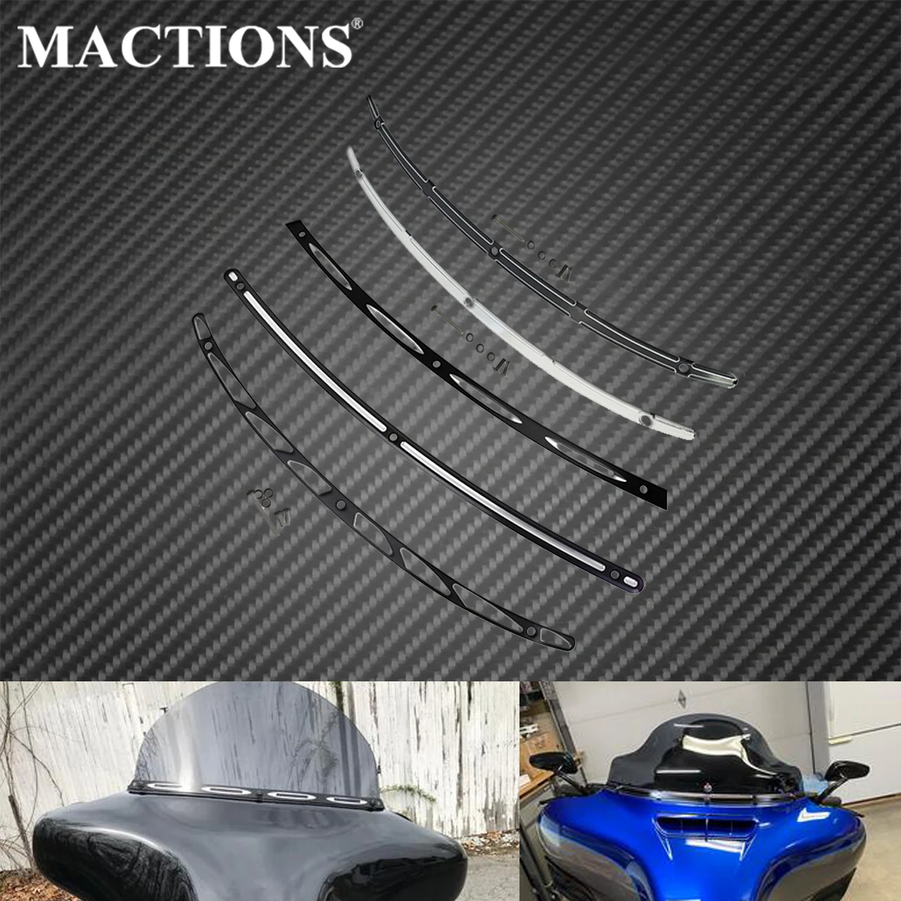 Moto Nero/Cromato Parabrezza Rivestimento Parabrezza Alluminio Cnc Per Harley Touring Electra Street Glide Tri Glide 2014-2021 2022