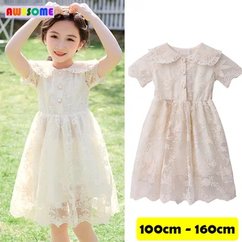 

Kids White Floral Lace Embroidered Dress for Teenager Girls 2020 Summer Luxury Lace Princess Dress 4 5 6 7 8 9 10 11 12 12 years