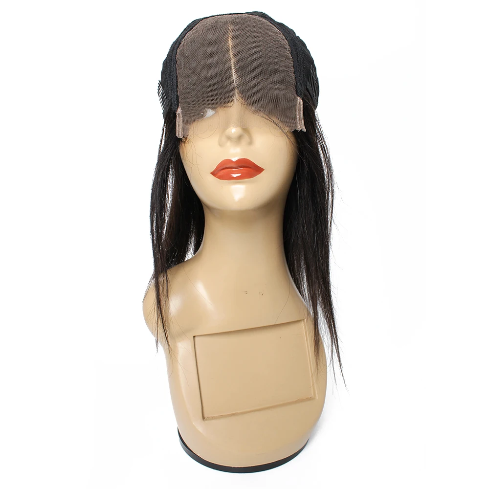 Fechamento do Laço Preta em Linha Perucas de Cabelo Curta para Mulher Peruca Reta Indiano Humano 12 14 16 Polegadas 150 Densidade Extensão 4x4 Cor 4 Cheap Peruca 'lace front'