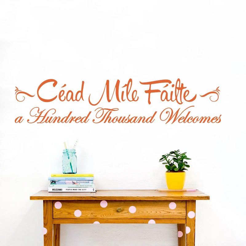 Irish Cead Mile Faite a hundred thousand welcomes Quote Wall Sticker Living Room Hello Welcome Words Wall Decal Vinyl Home Decor (3)