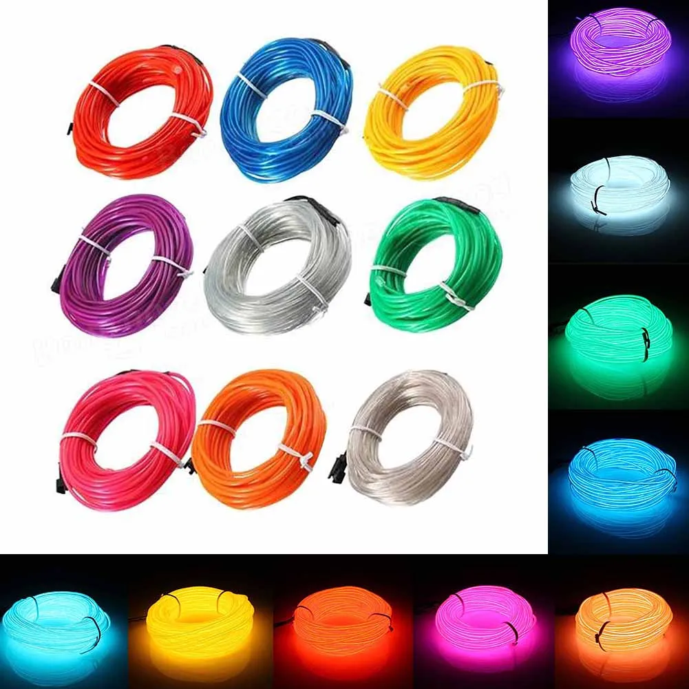 Colorful 20-220V 10M EL Led Light Creative Flexible Soft Tube Wire Neon Glow waterproof Car Rope Strip Light Xmas Decoration