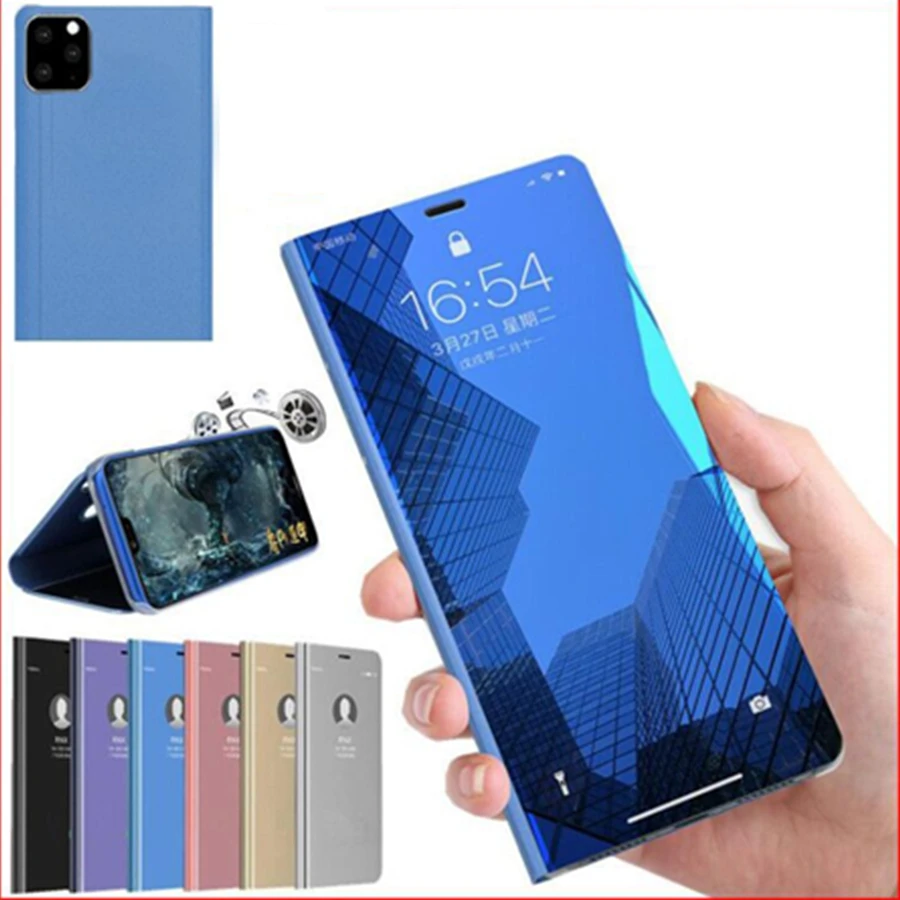 Роскошный умный зеркальный чехол для телефона iPhone 11 Pro Max прозрачный флип-чехол 8 7