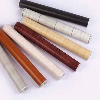 

Moisture-Proof Wallpaper Wood Grain Stripe Background Self Adhesive Wall Sticker Kitchen Living Room Home Decor