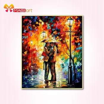 

Cross stitch kits Embroidery needlework sets 11CT water soluble canvas patterns 14CT in the rain-NCMP036