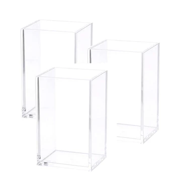 

Acrylic Pen Holder Clear Desktop Pencil Cup Stationery Organizer Pot Holders for Office Desk (3 Pack)