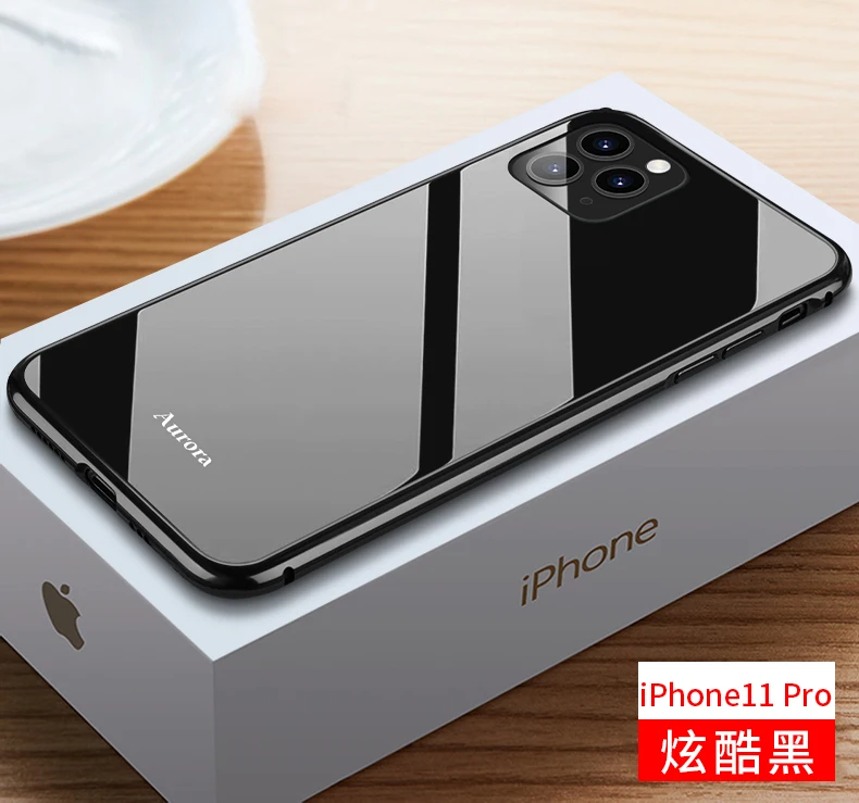 Роскошный металлический корпус для iphone 11 Pro Max, задняя крышка из закаленного стекла для iphone 11, алюминиевая рамка для iphone 11