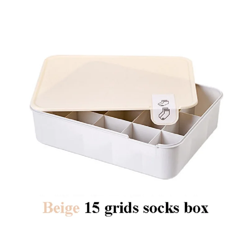 Beige sock box Логотип маркировка Нижнее белье коробка для хранения бытовой бюстгальтер чехол для хранения Нижнее белье ящик для носков сетка отсек - Цвет: Beige sock box